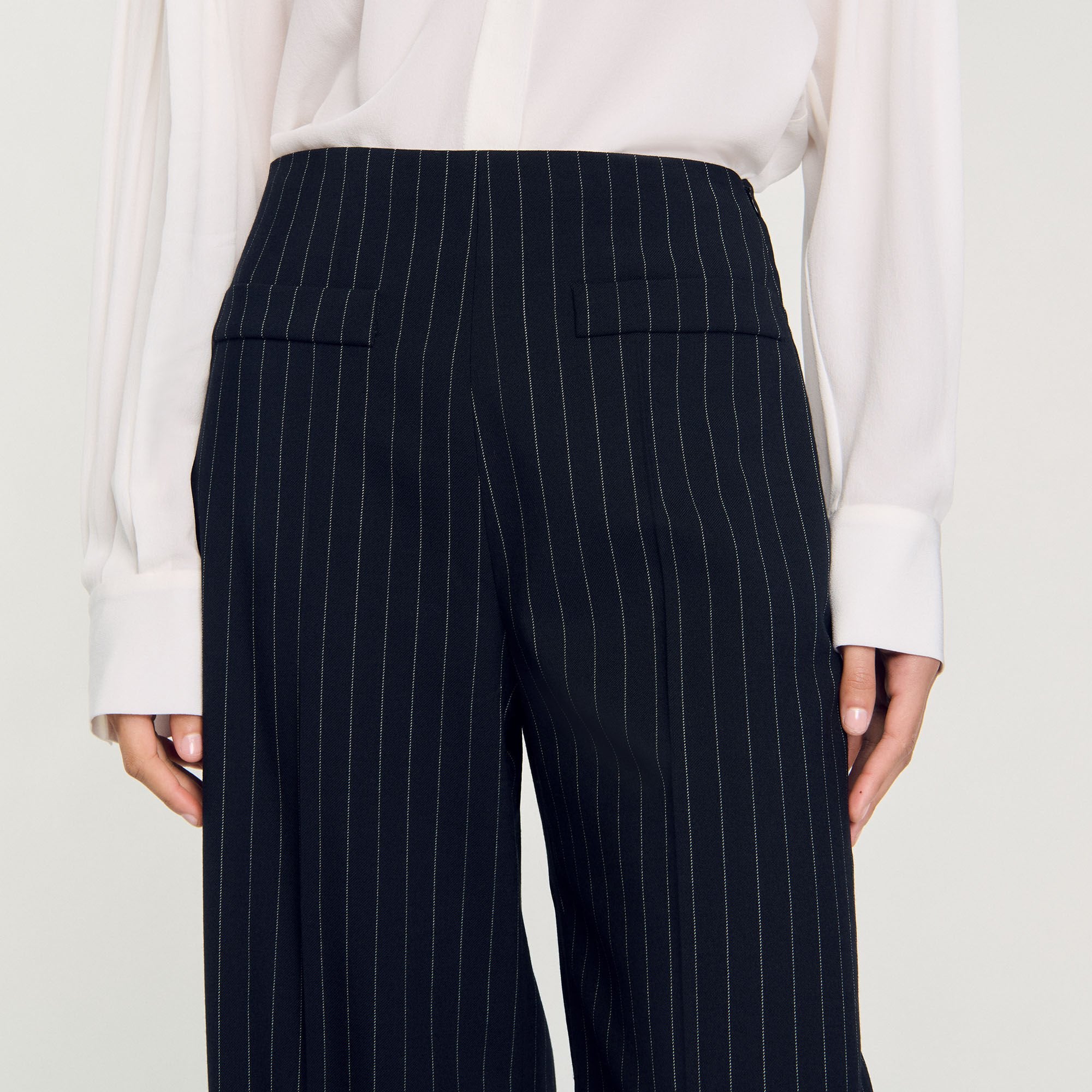 Chalk-striped trousers Black Sandro Women