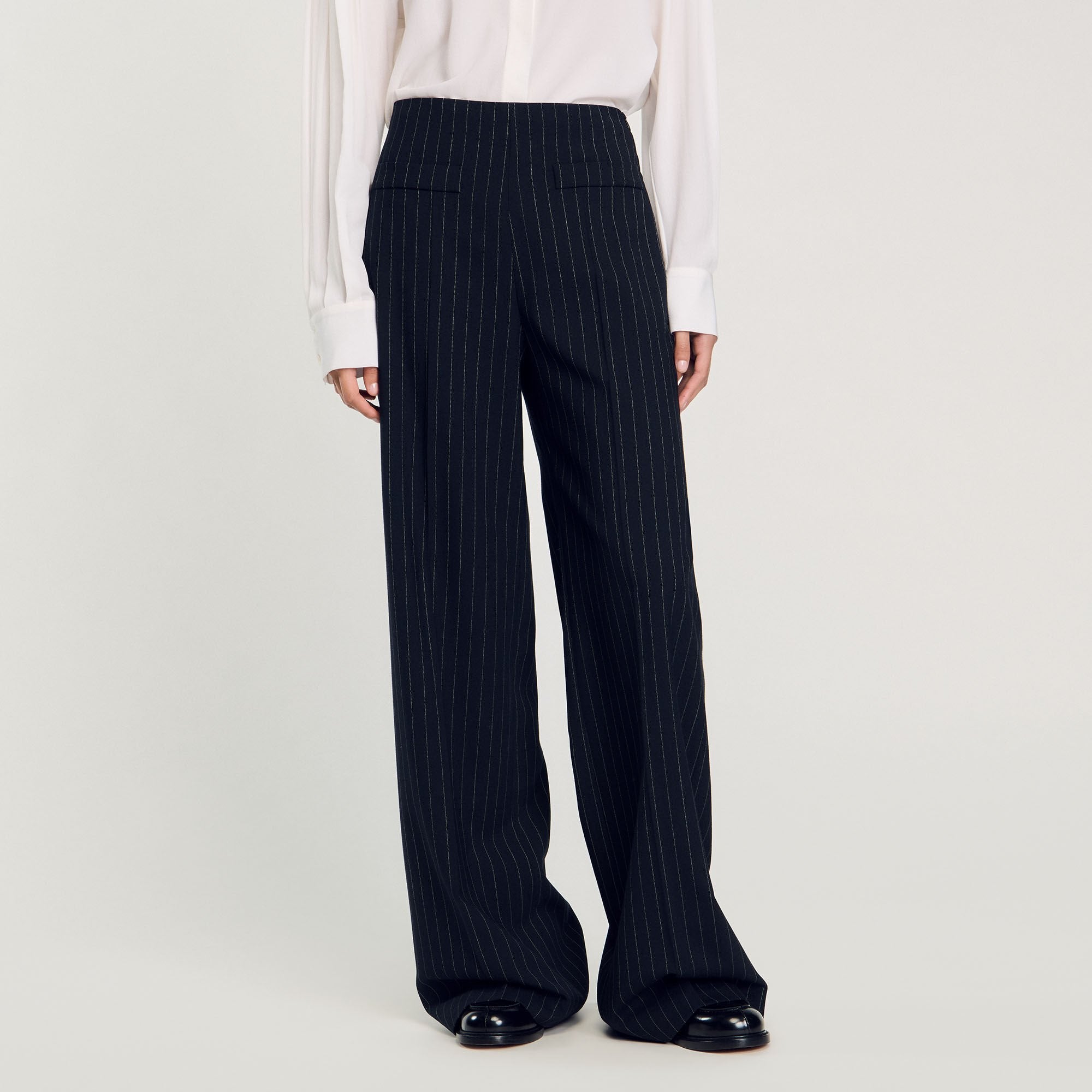 Chalk-striped trousers Black Sandro Women