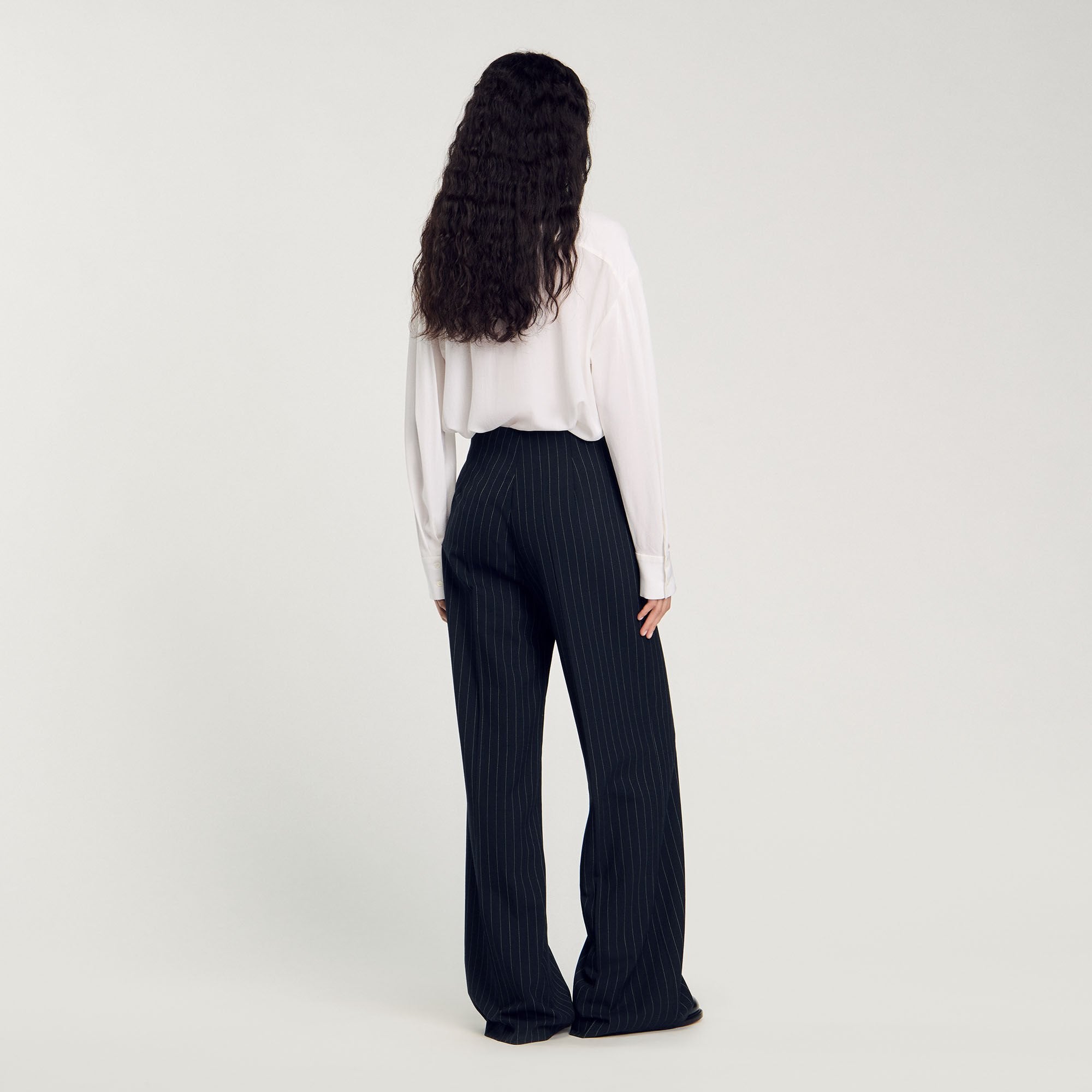 Chalk-striped trousers Black Sandro Women