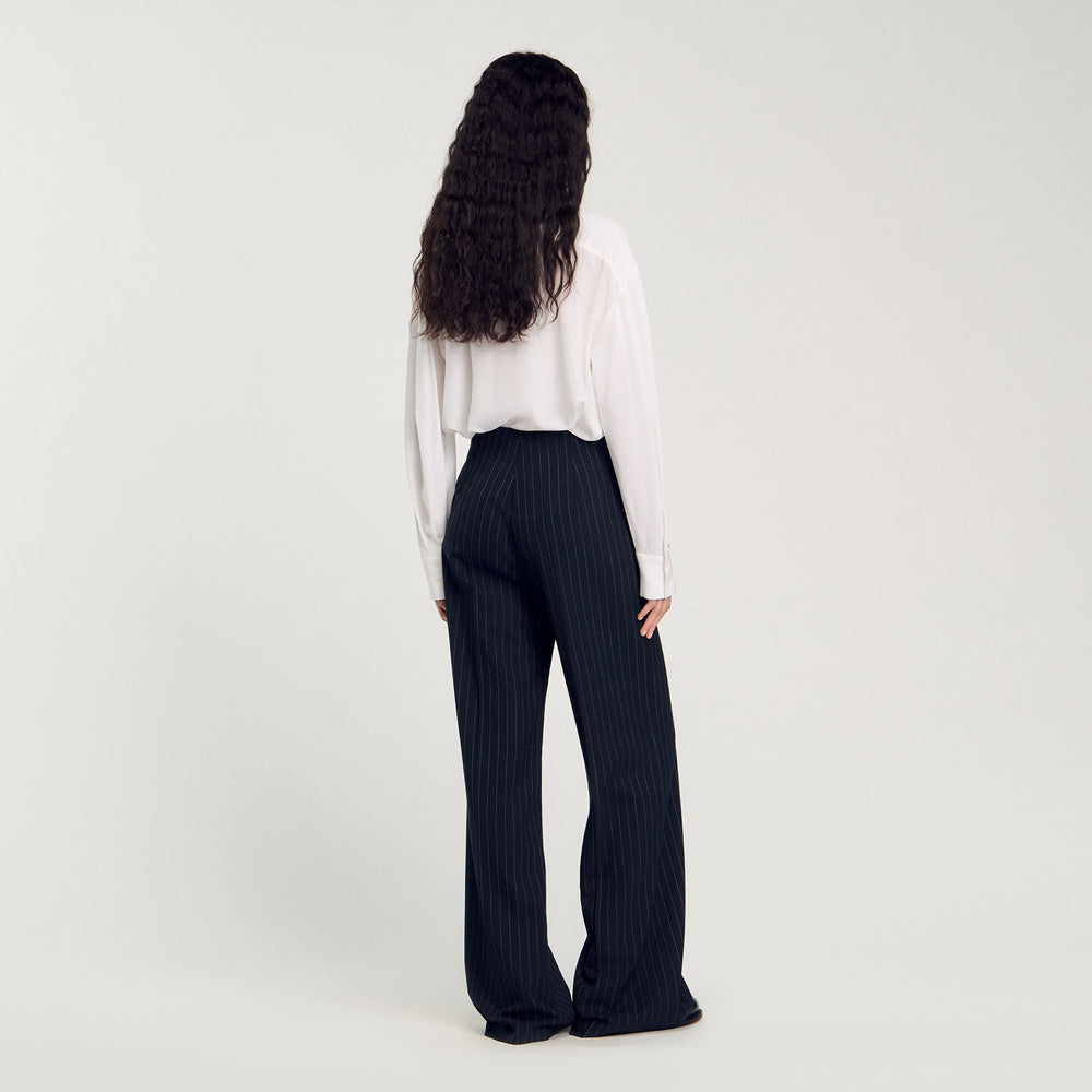 Chalk-striped trousers Black Sandro Women