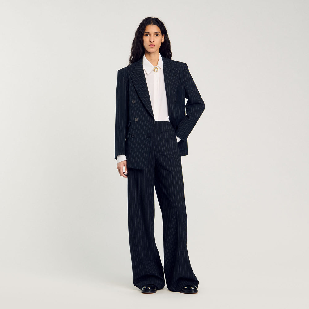 Chalk-striped trousers Black Sandro Women
