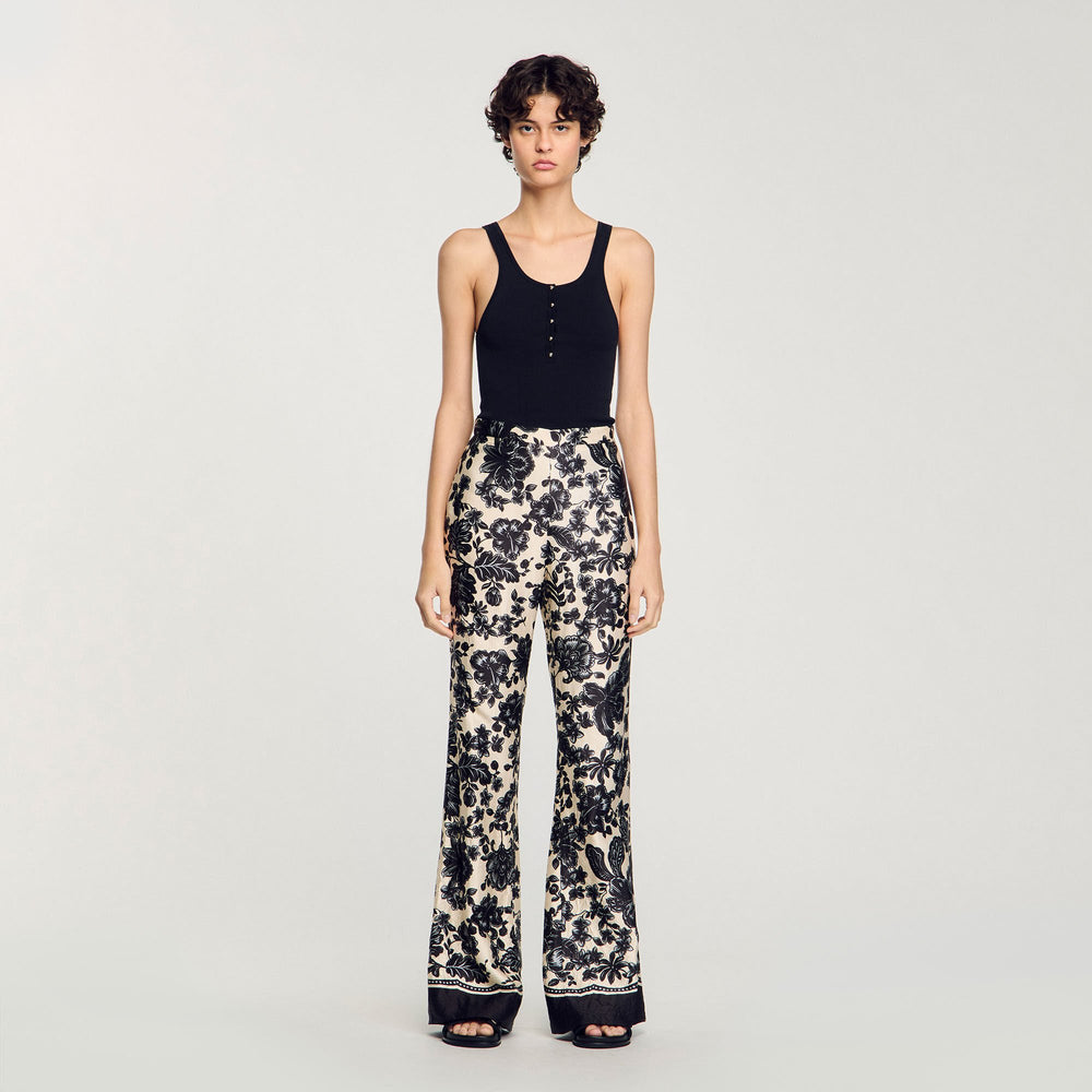 Floral pants Ecru / Black Sandro Women