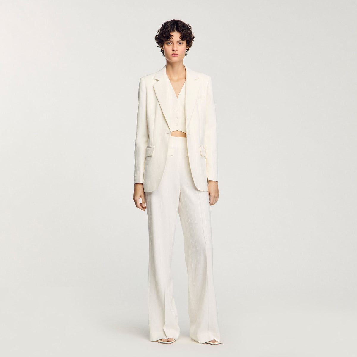 Sequin suit trousers Ecru Sandro Women