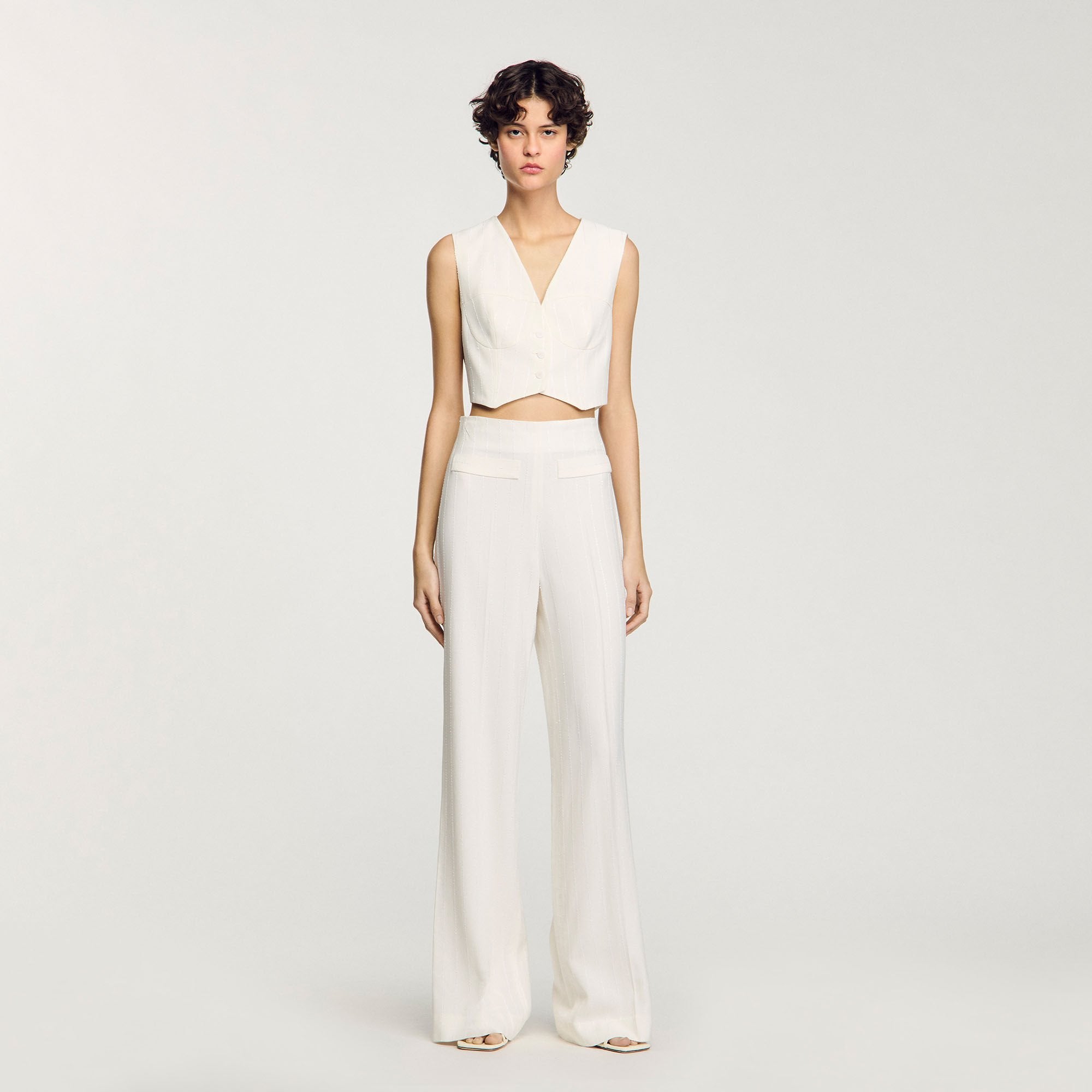 Sequin suit trousers Ecru Sandro Women