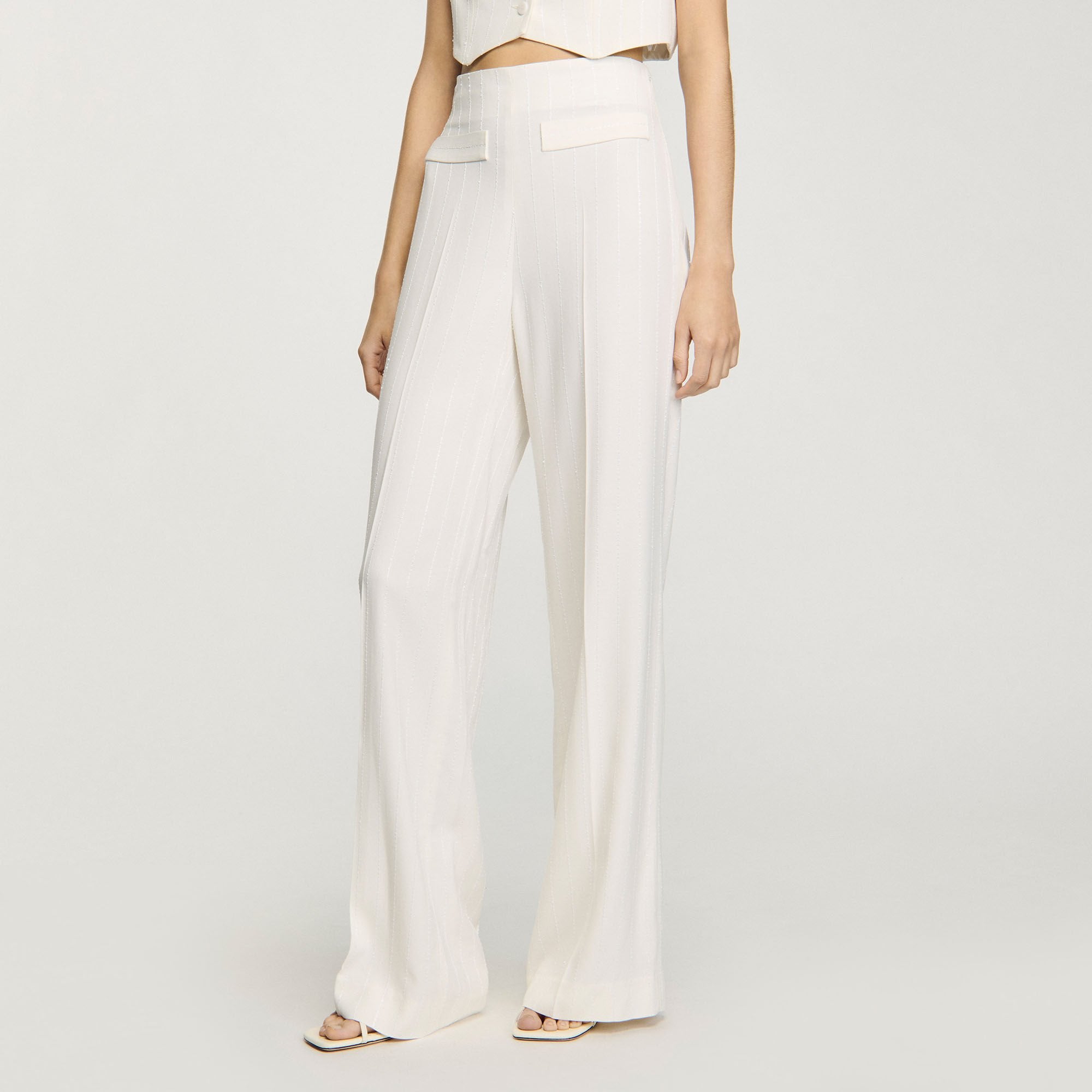 Sequin suit trousers Ecru Sandro Women