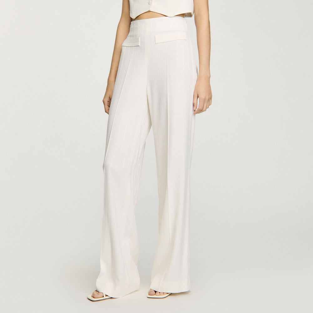Sequin suit trousers Ecru Sandro Women