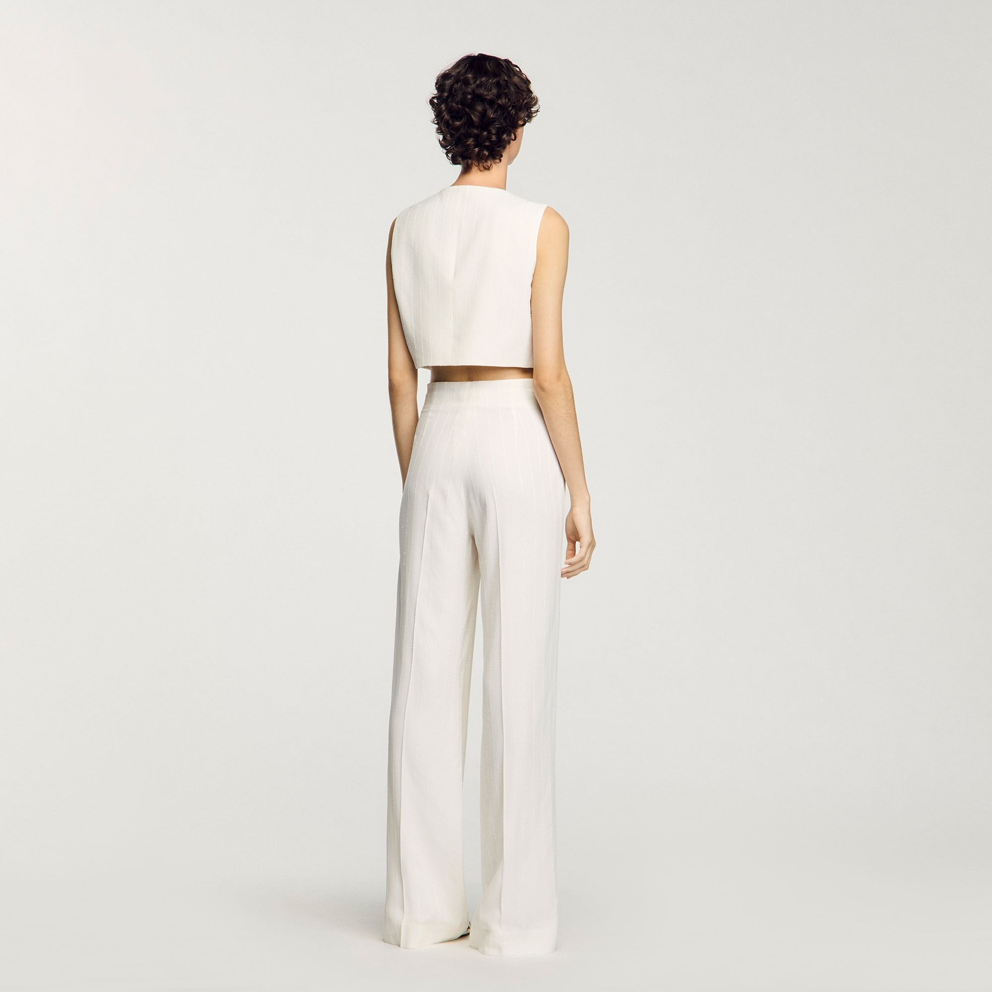 Sequin suit trousers Ecru Sandro Women