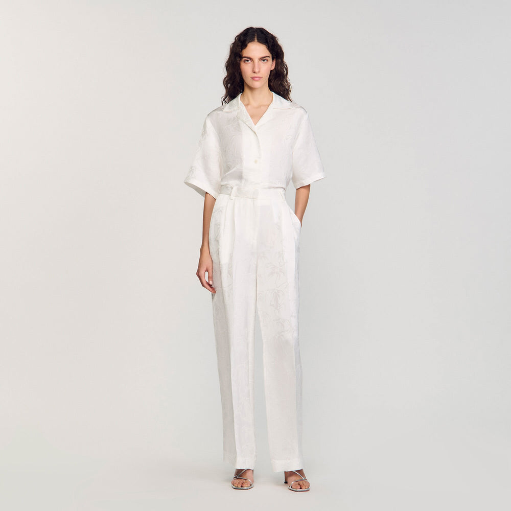 Jacquard flowers trousers White Sandro Women