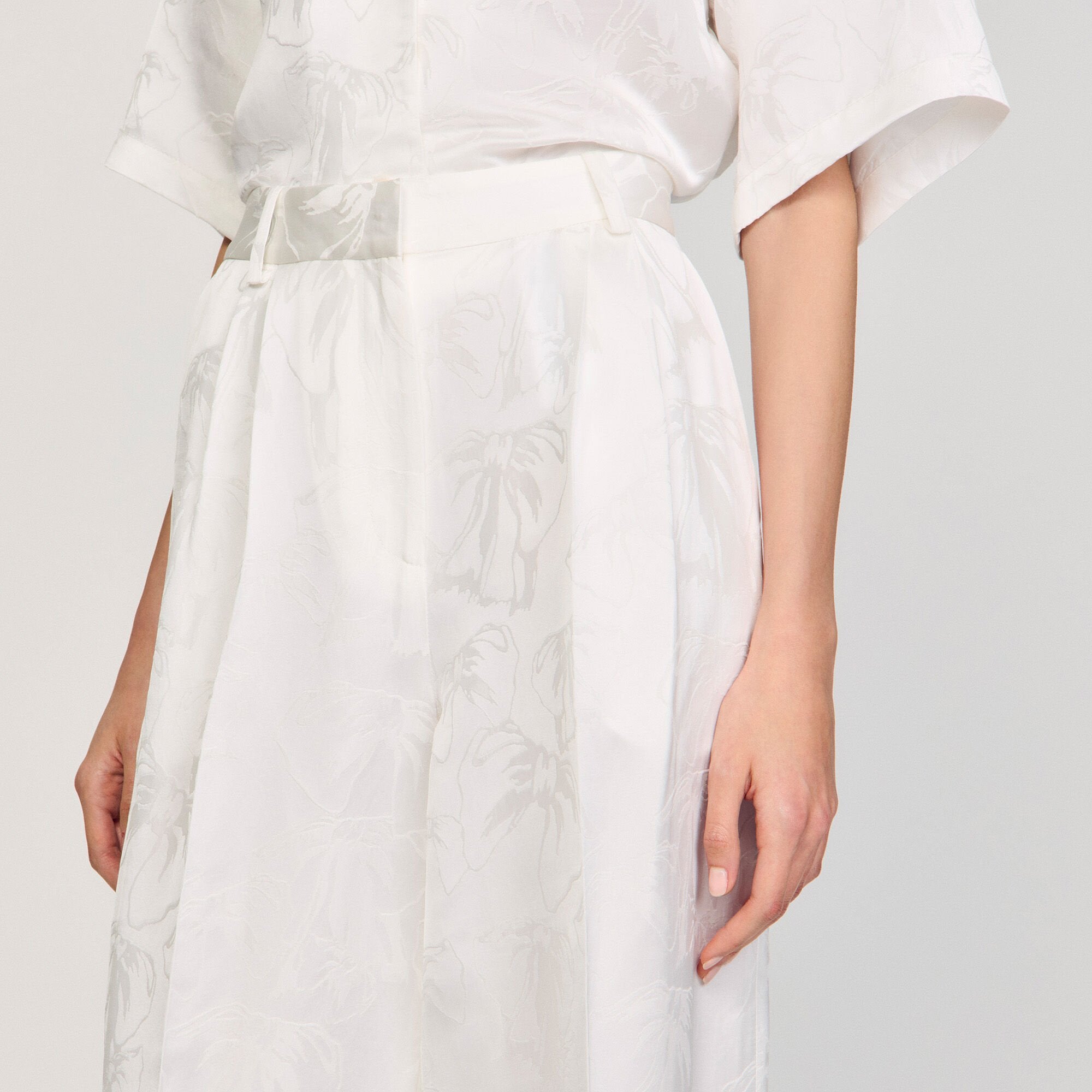 Jacquard flowers trousers White Sandro Women