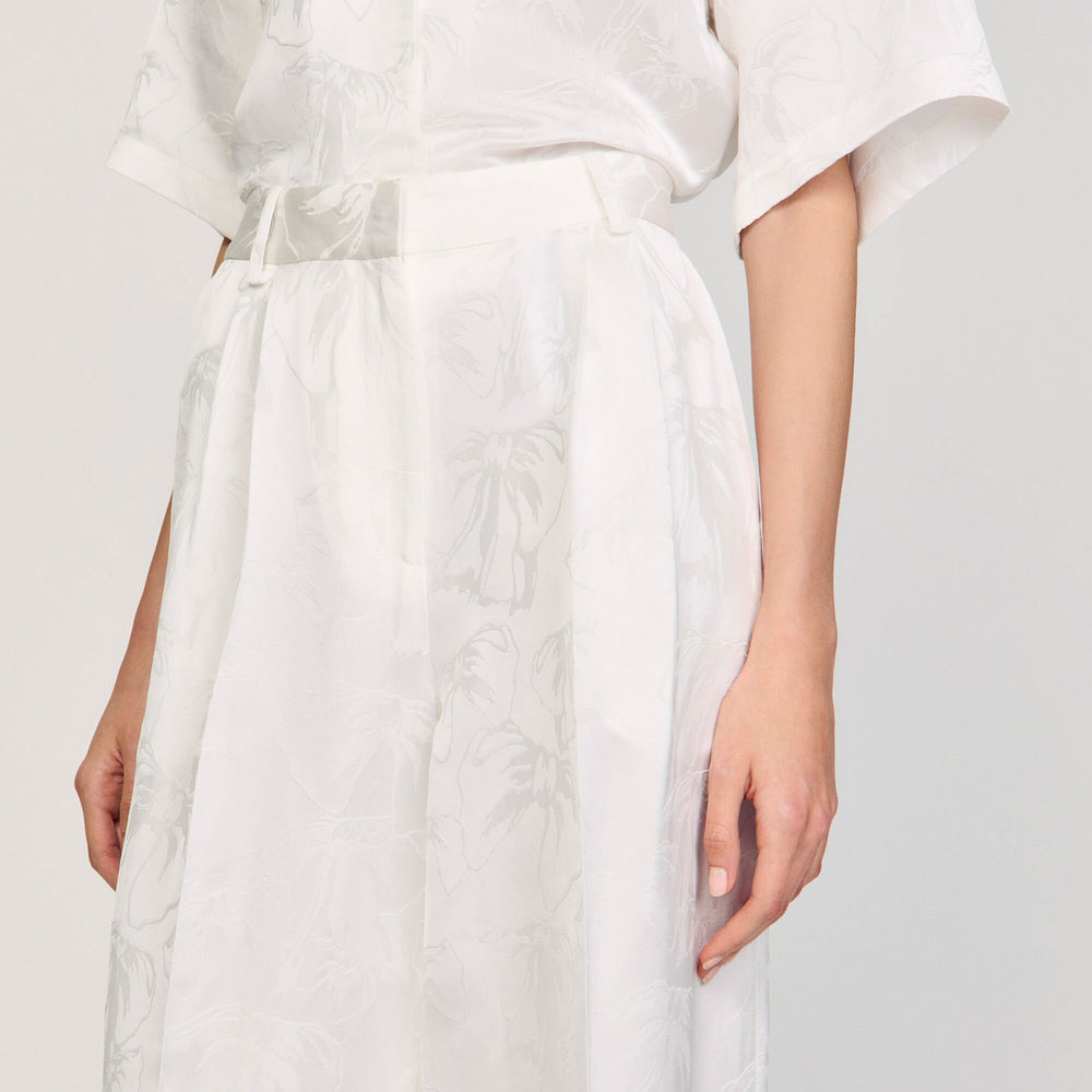Jacquard flowers trousers White Sandro Women