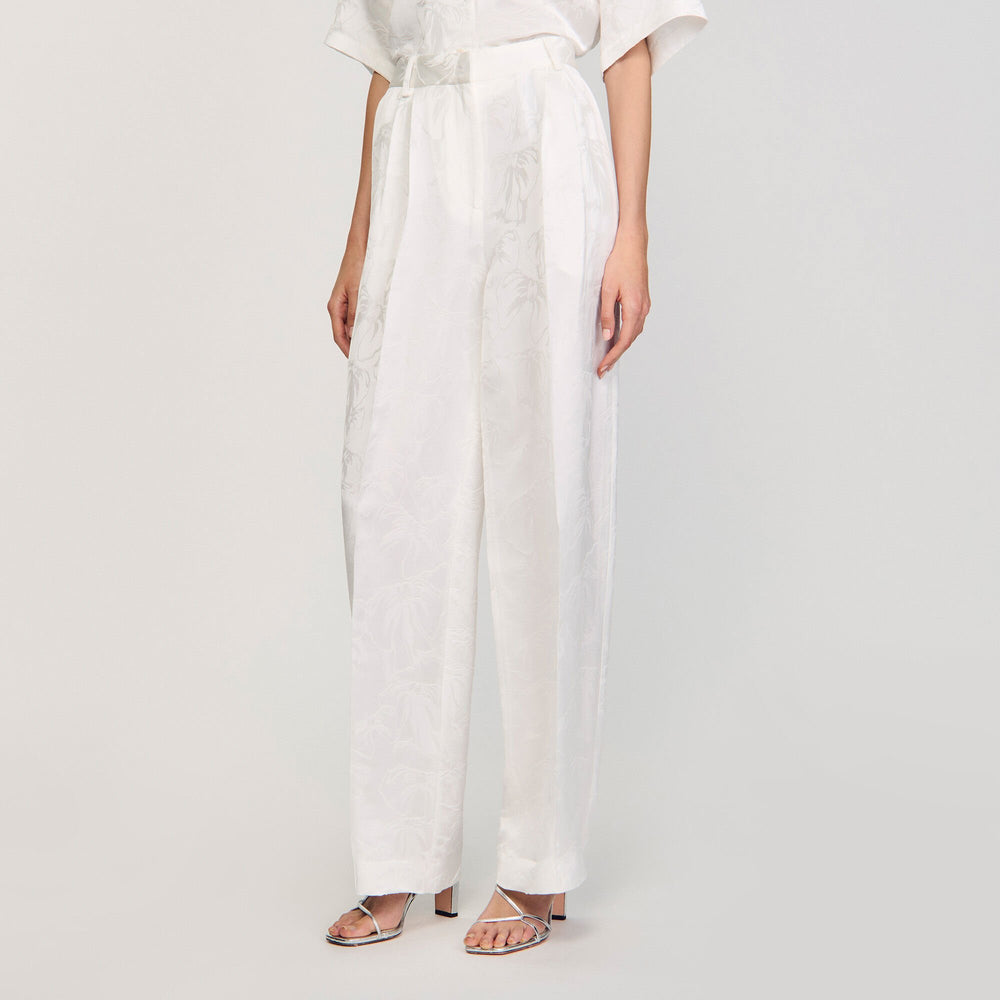Jacquard flowers trousers White Sandro Women