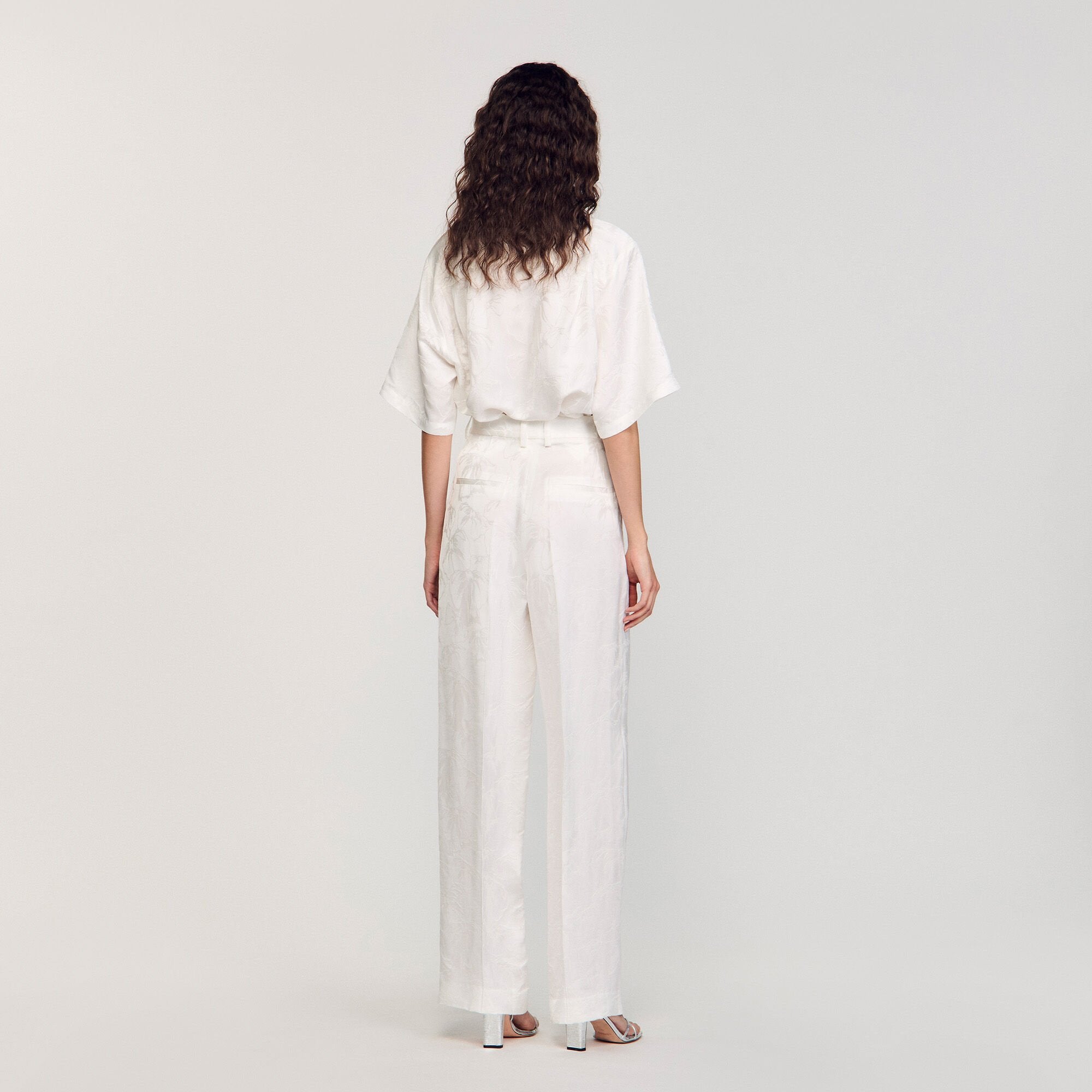 Jacquard flowers trousers White Sandro Women