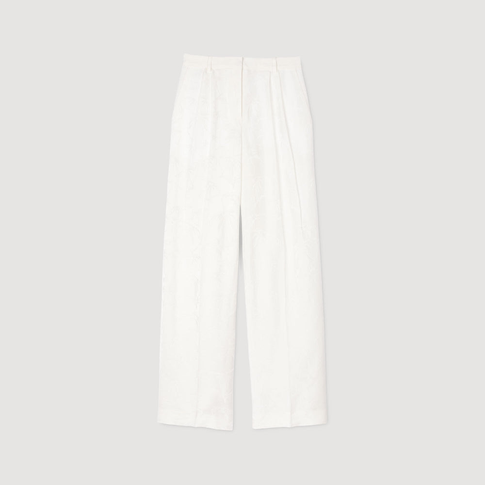 Jacquard flowers trousers White Sandro Women