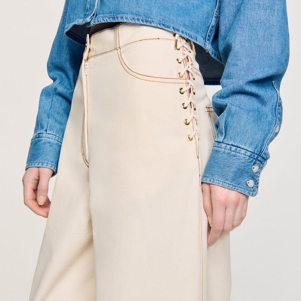Lace-up jeans Sand Sandro Women