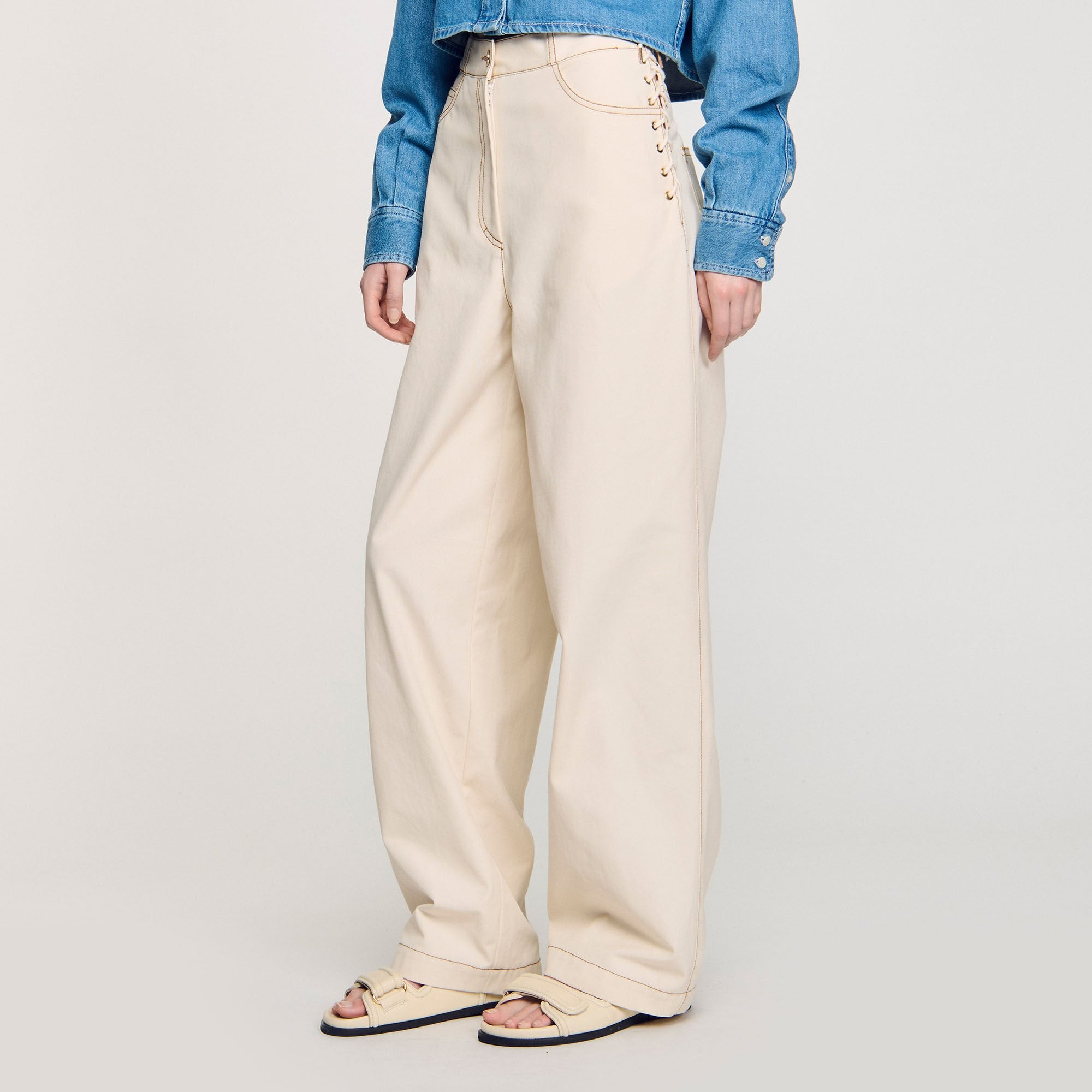 Lace-up jeans Sand Sandro Women