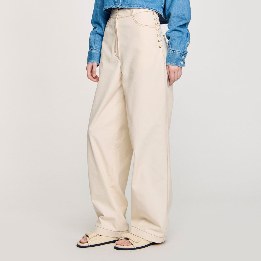 Lace-up jeans Sand Sandro Women