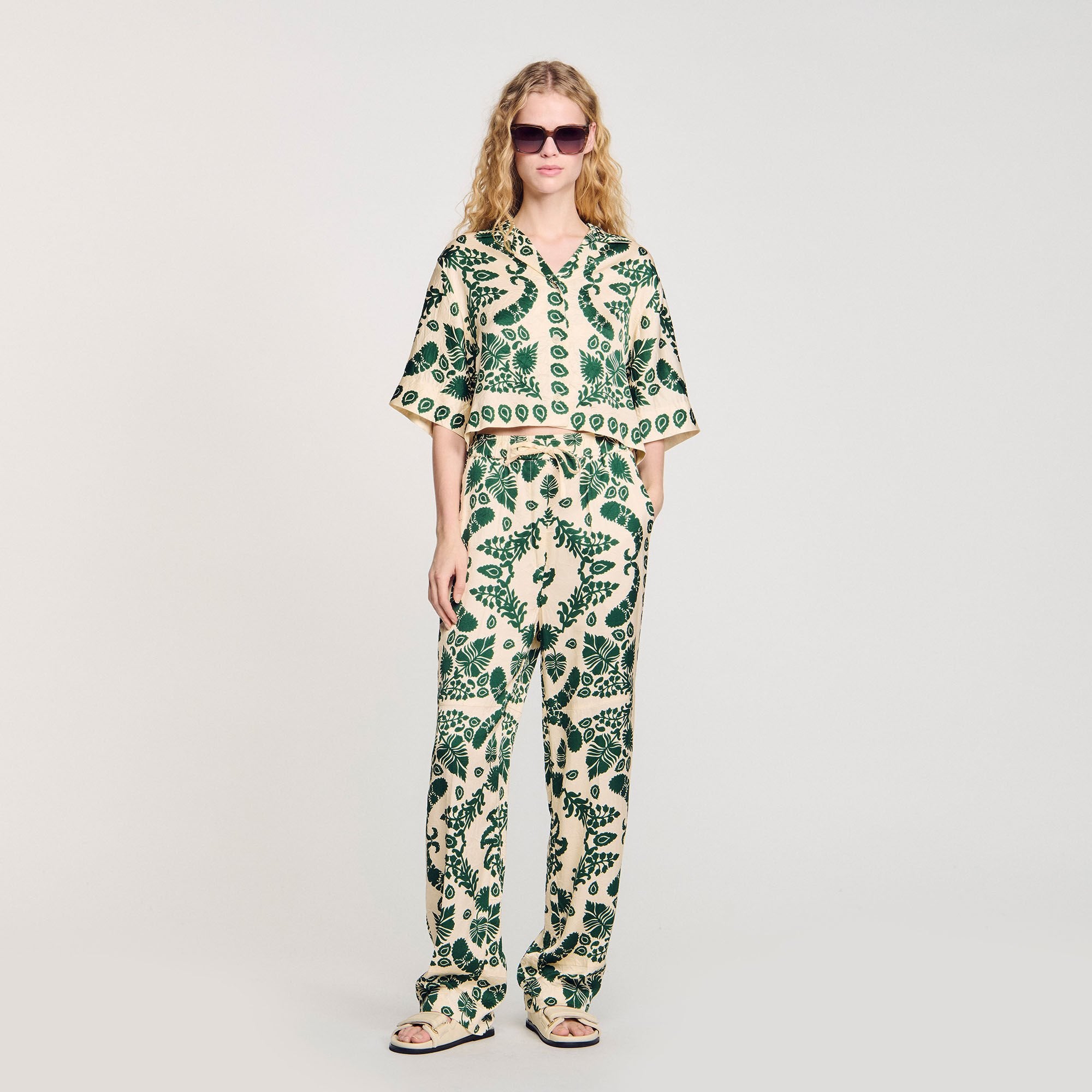 Floral pants Ecru / Green Sandro Women