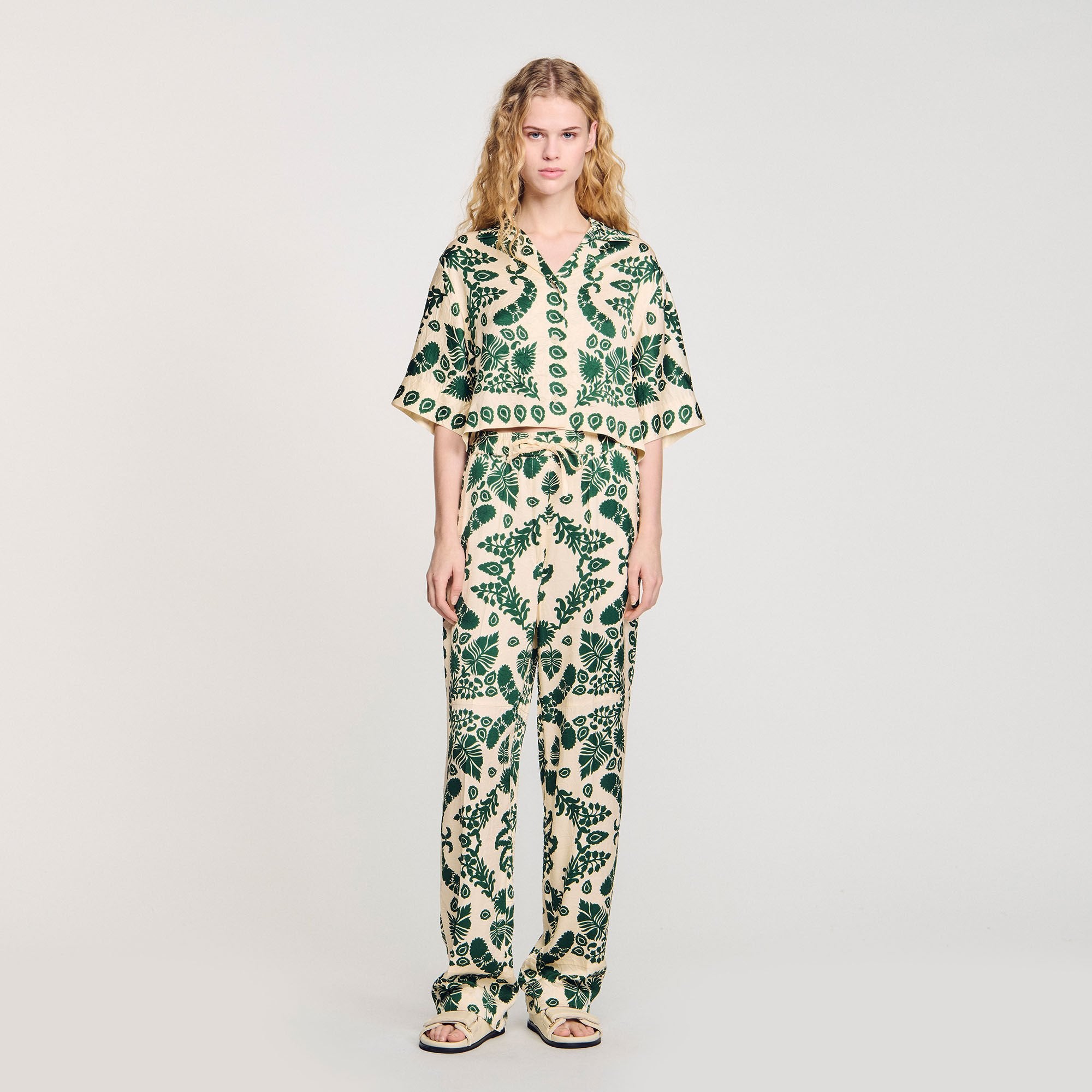 Floral pants Ecru / Green Sandro Women