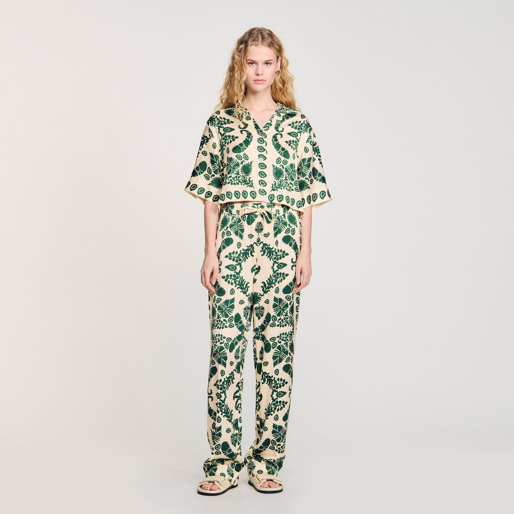 Floral pants Ecru / Green Sandro Women