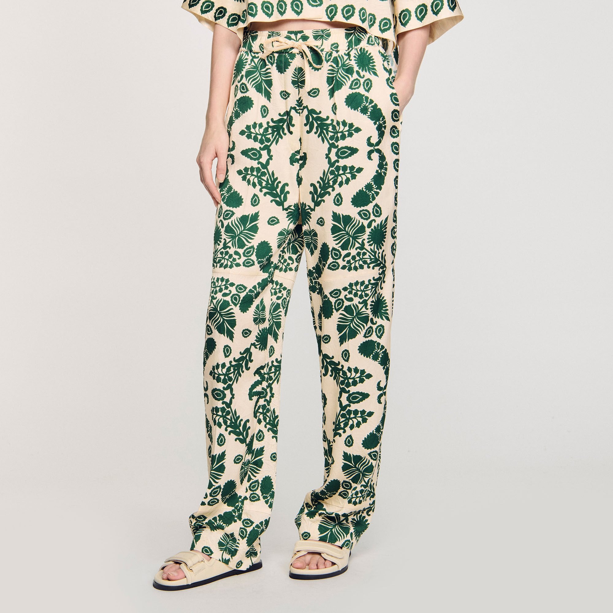 Floral pants Ecru / Green Sandro Women
