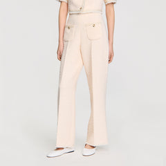 Decorative tweed trousers Ecru / Pink Sandro Women