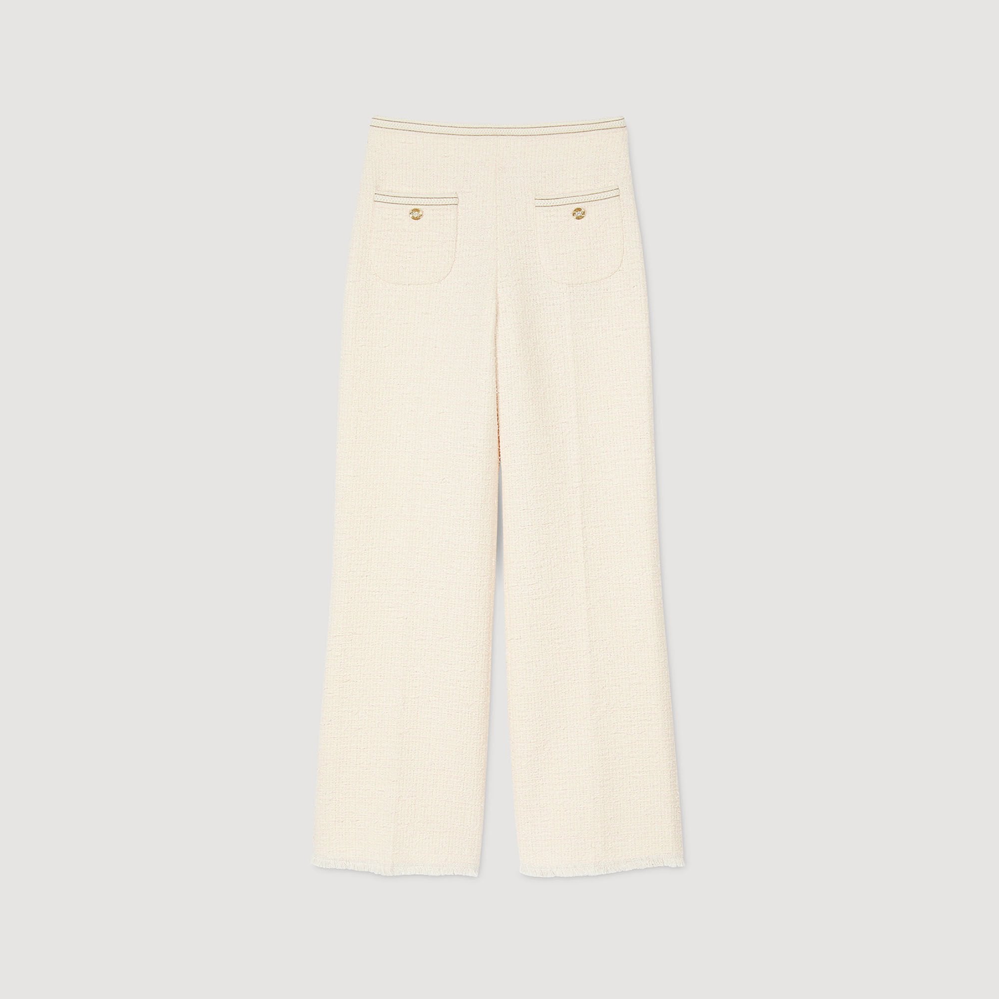 Decorative tweed trousers Ecru / Pink Sandro Women