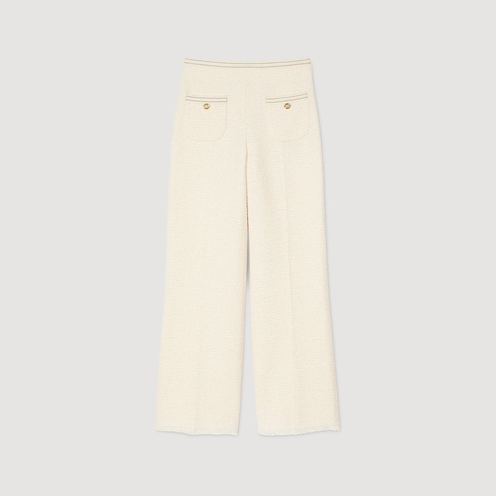 Decorative tweed trousers Ecru / Pink Sandro Women
