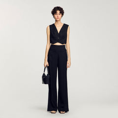 Sequinned suit trousers Black Sandro Women