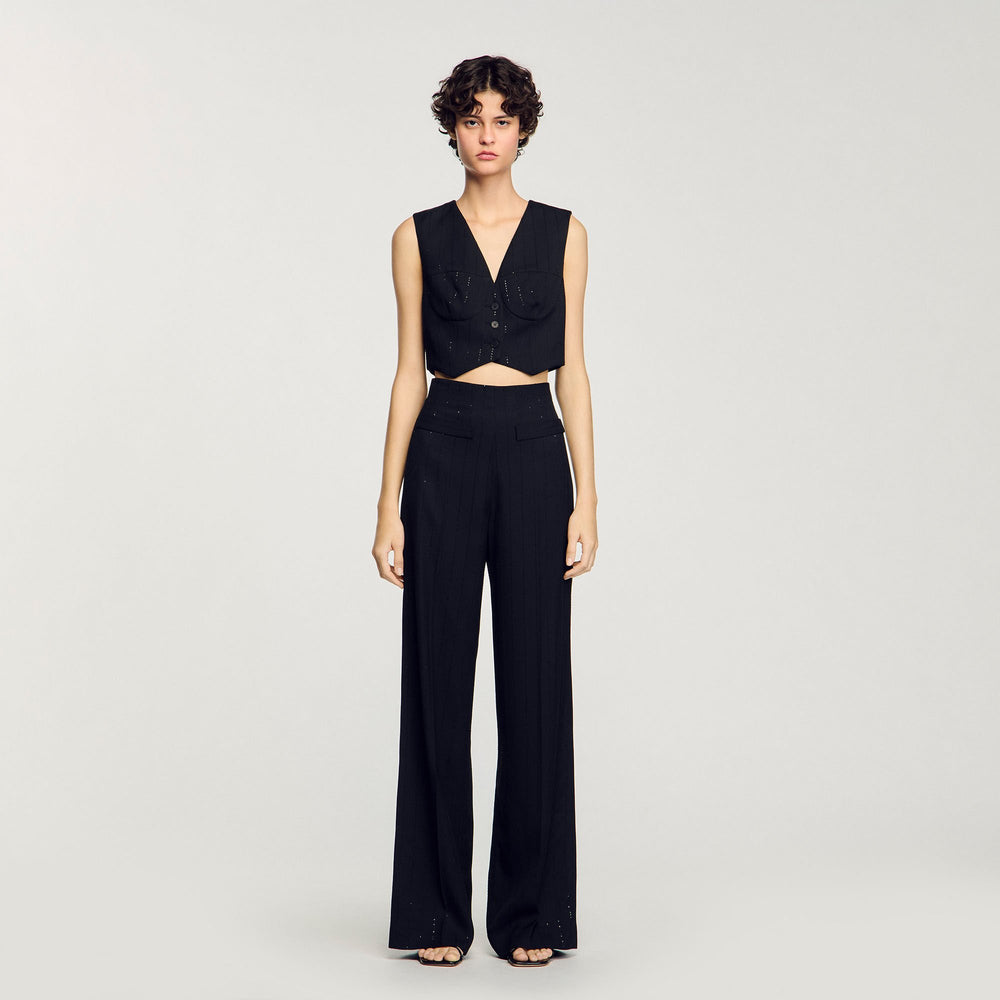 Sequinned suit trousers Black Sandro Women
