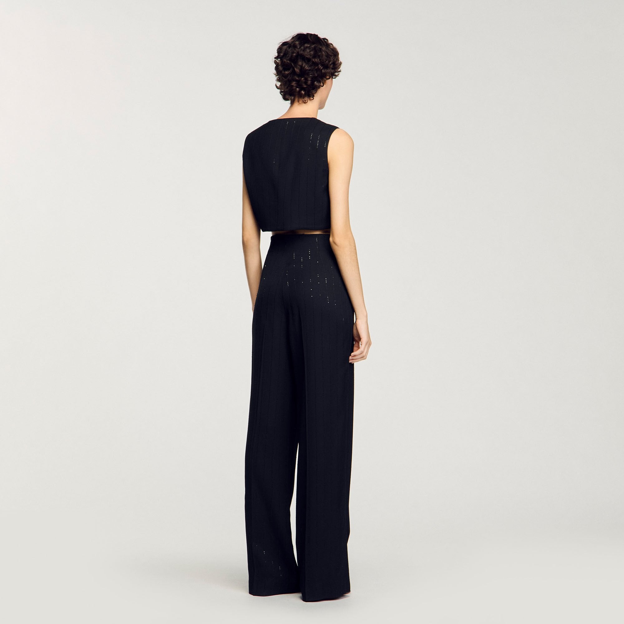 Sequinned suit trousers Black Sandro Women