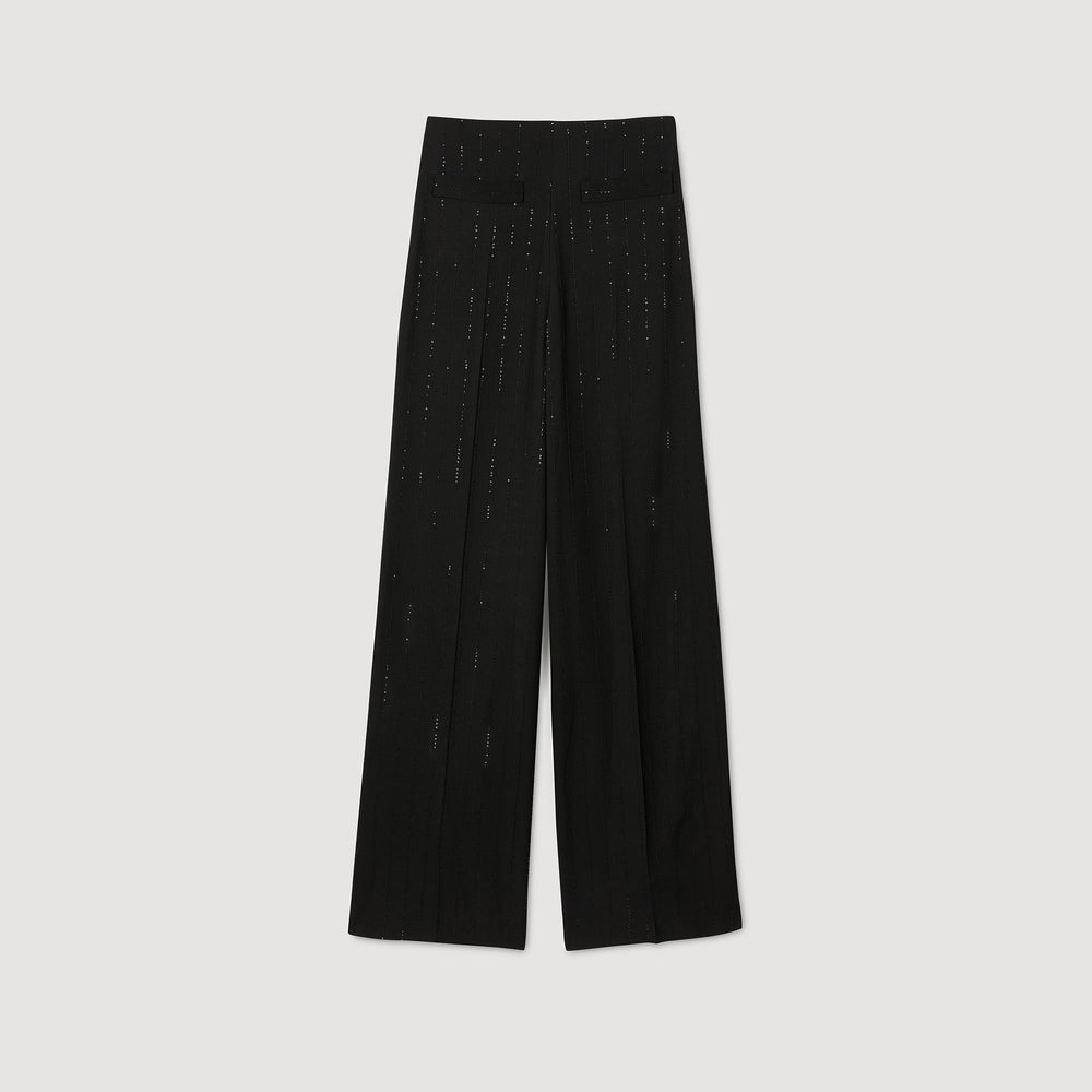 Sequinned suit trousers Black Sandro Women