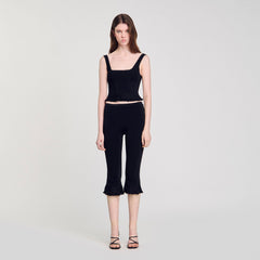 Ruffled capri pants Black Sandro Women