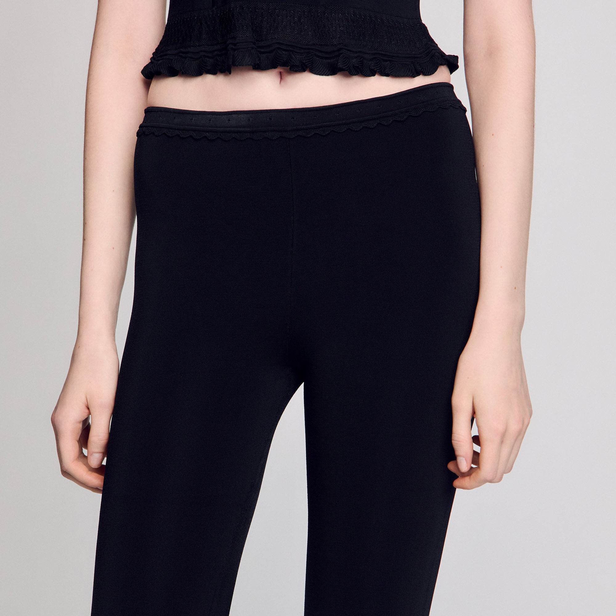 Ruffled capri pants Black Sandro Women