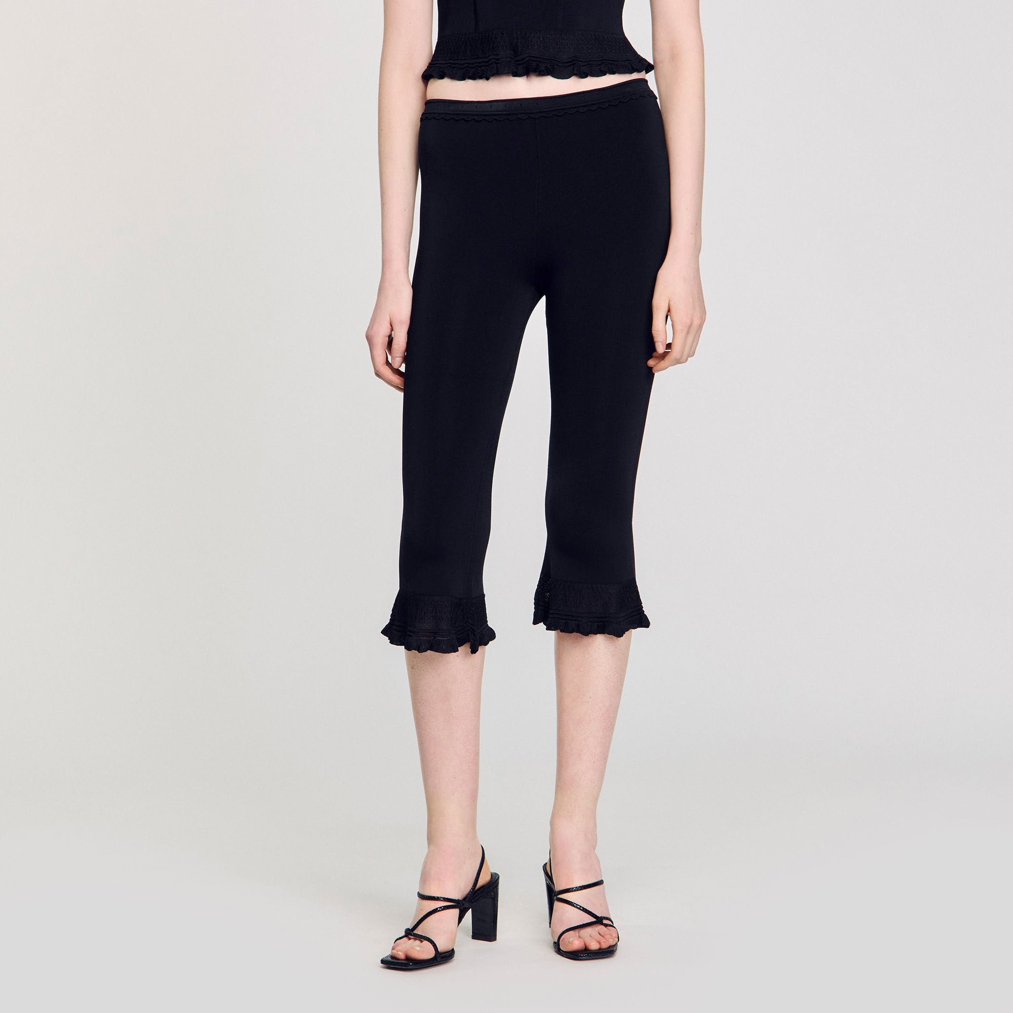 Ruffled capri pants Black Sandro Women
