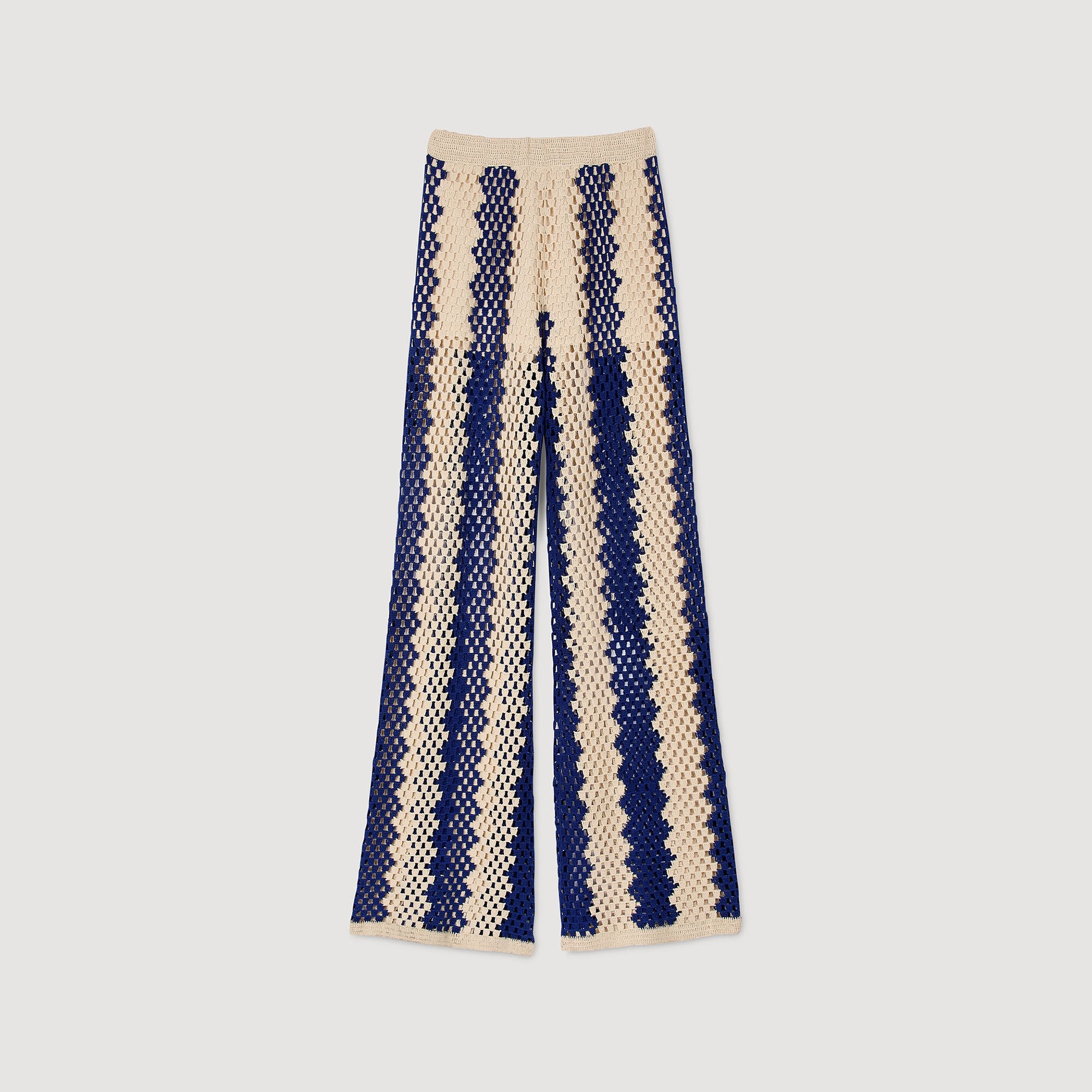 Two-tone open weave pants Blue / Ecru Sandro Women