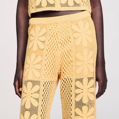 Crochet straight-leg trousers Yellow Sandro Women