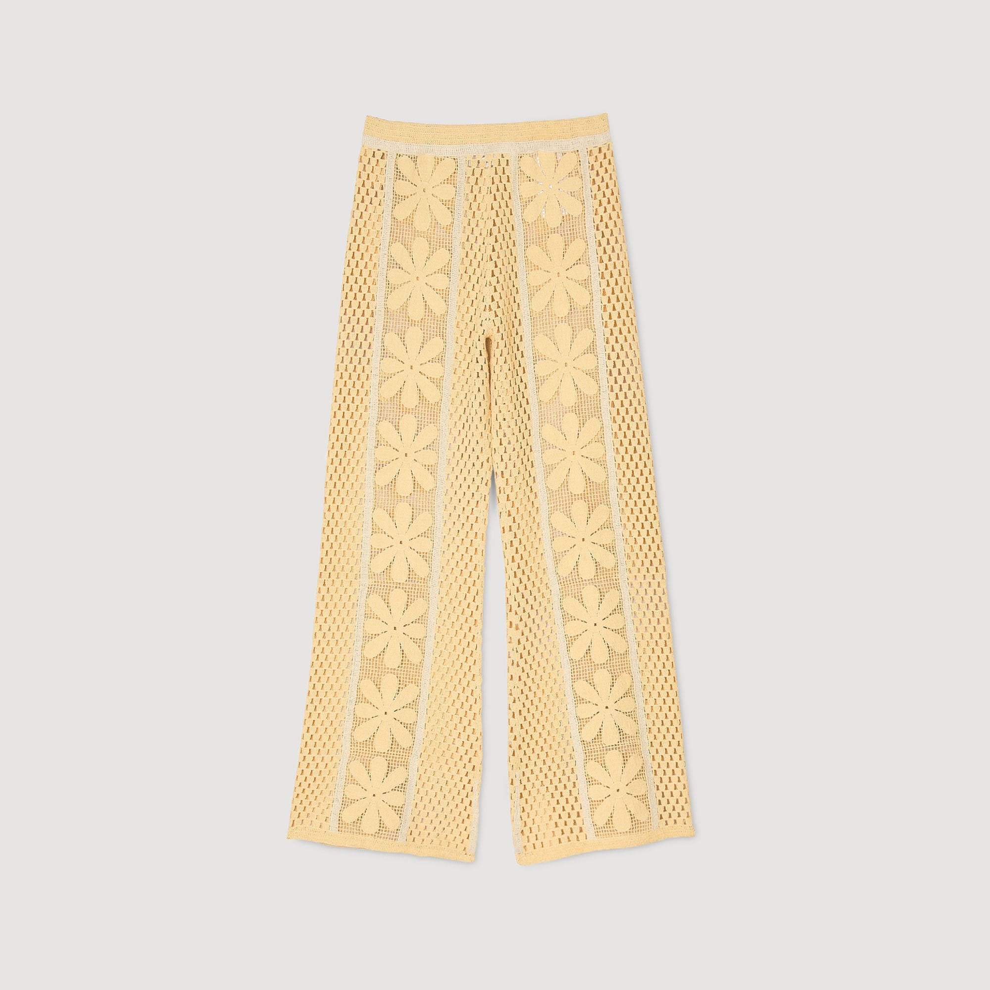 Crochet straight-leg trousers Yellow Sandro Women