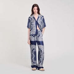 Bandana-print flowy trousers Blu / White Sandro Women