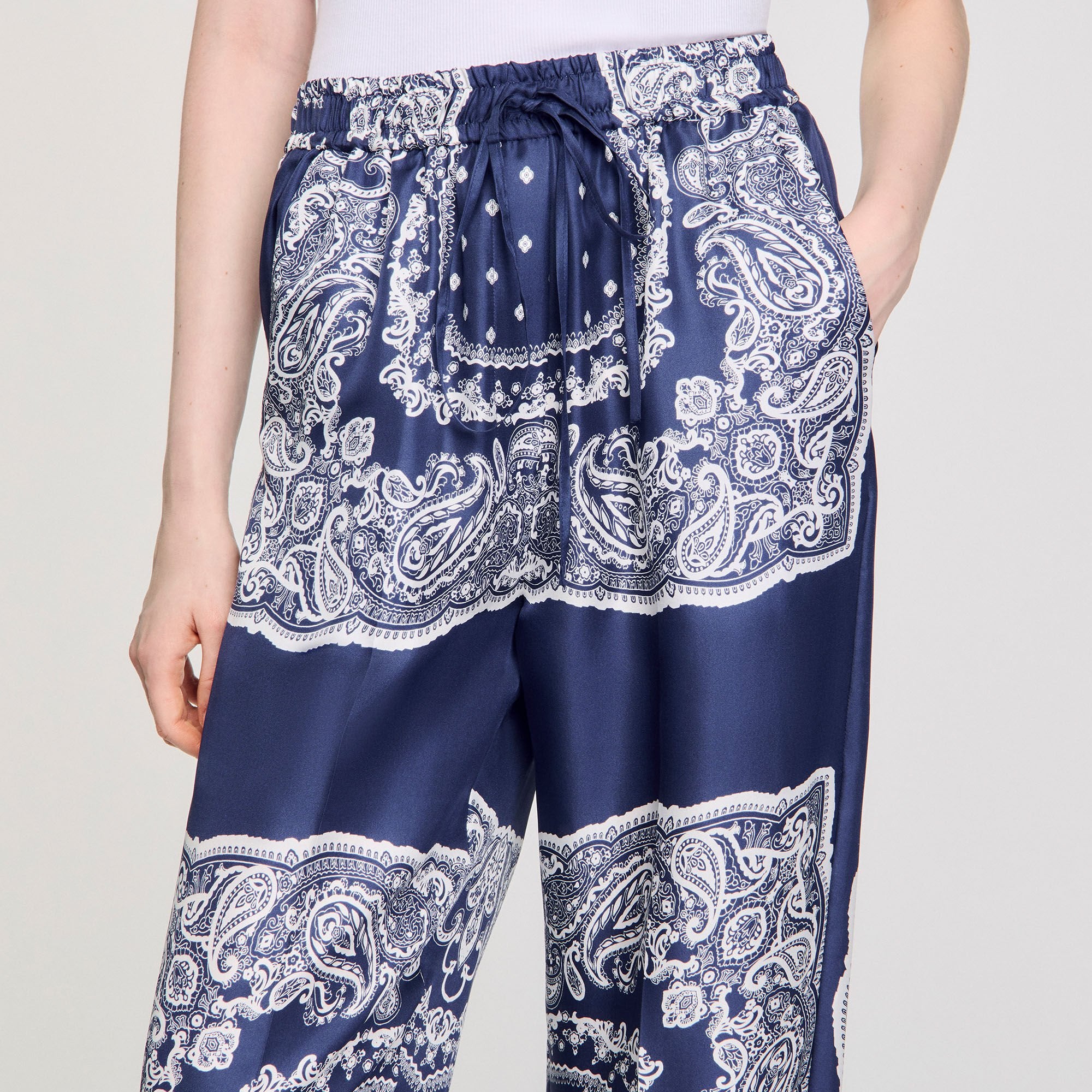 Bandana-print flowy trousers Blu / White Sandro Women