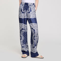 Bandana-print flowy trousers Blu / White Sandro Women