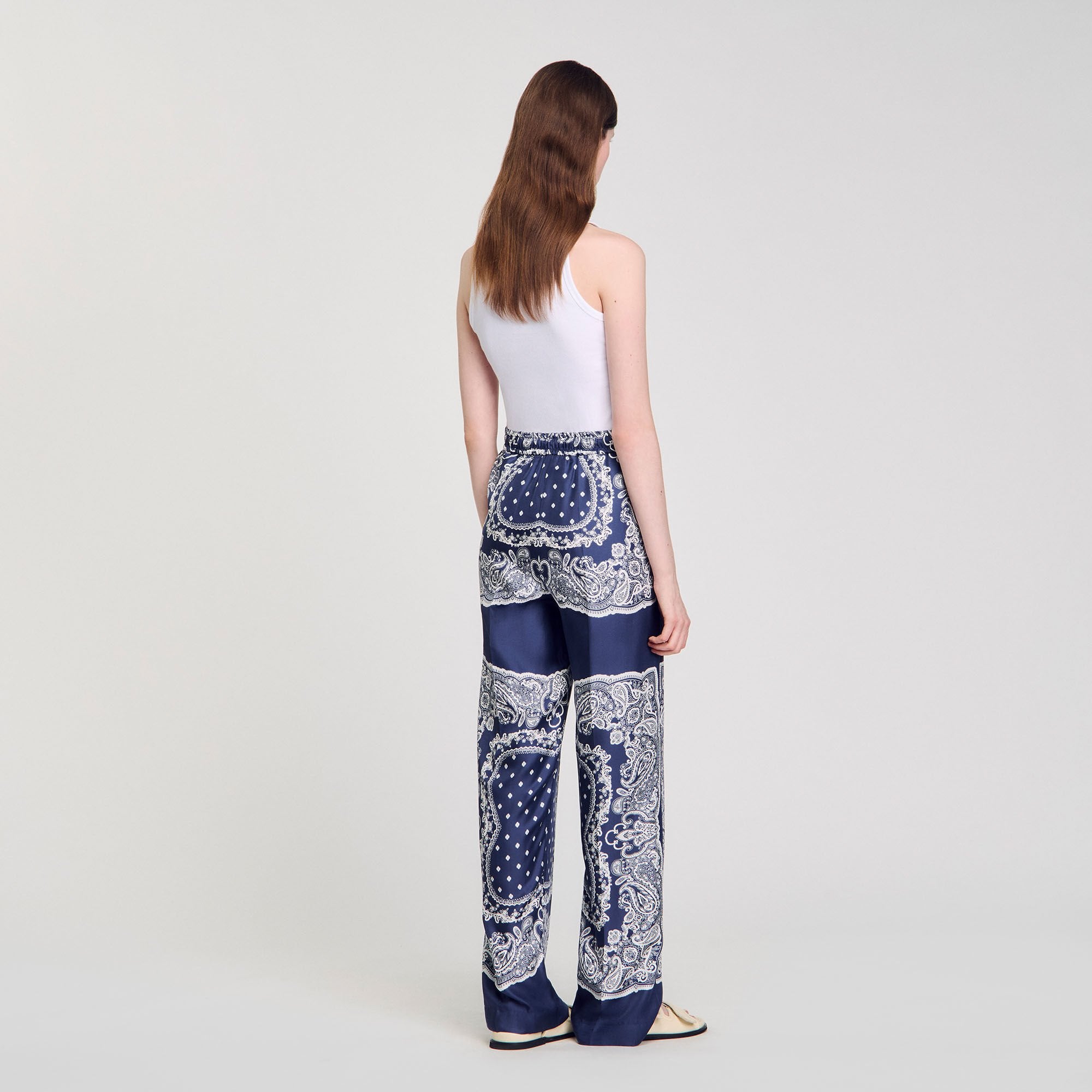 Bandana-print flowy trousers Blu / White Sandro Women