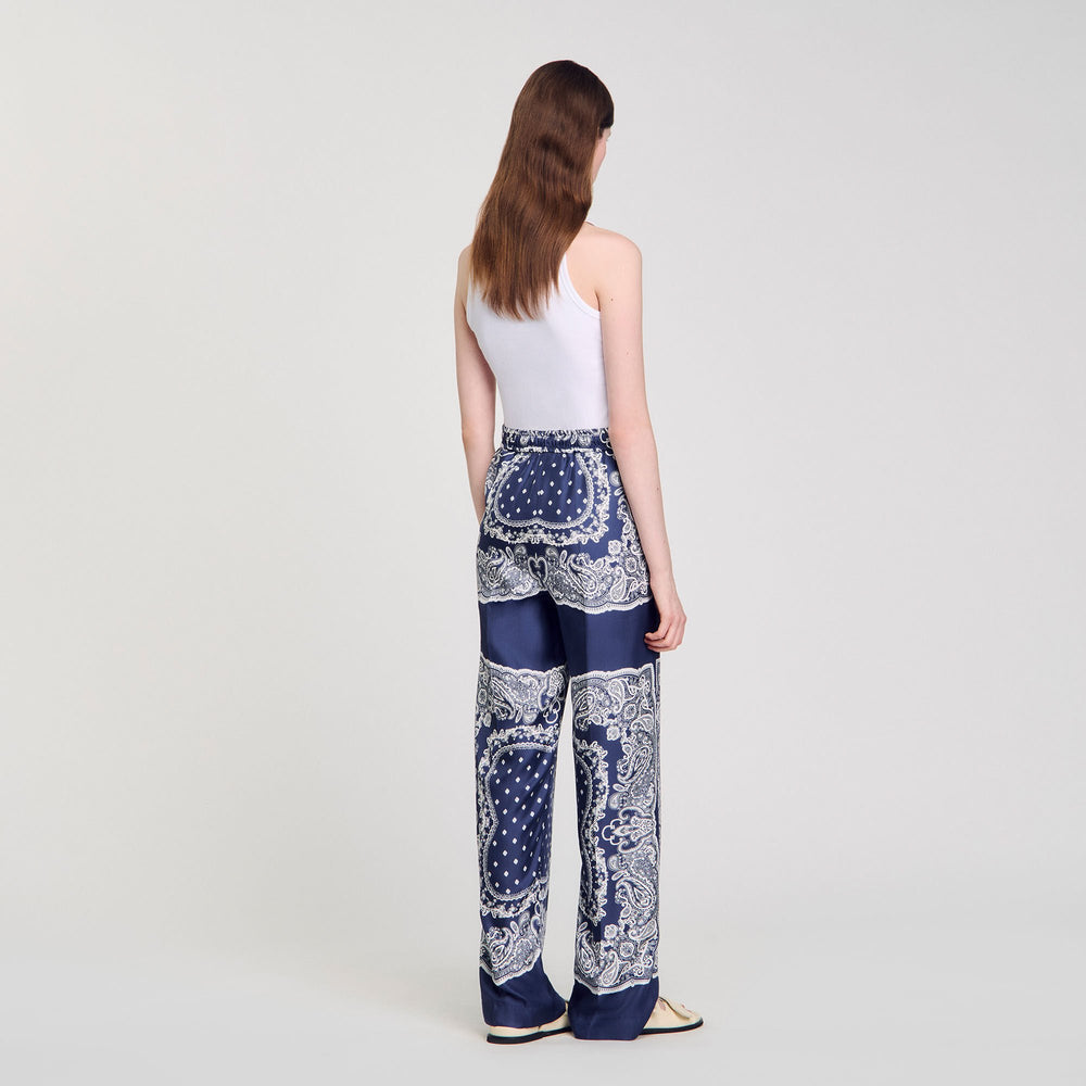 Bandana-print flowy trousers Blu / White Sandro Women