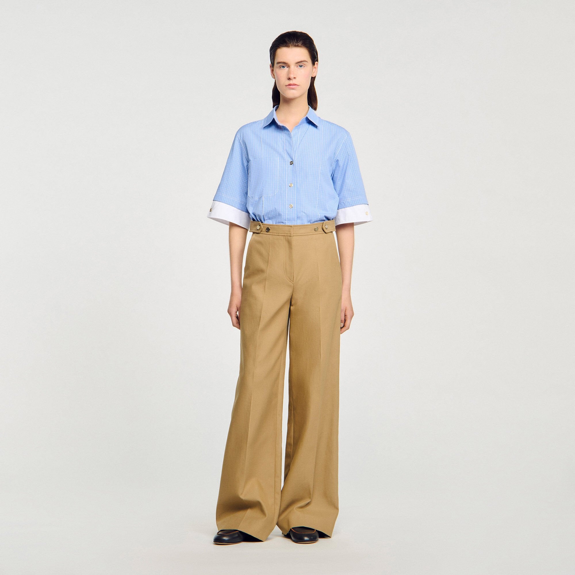 Cotton suit trousers Beige Sandro Women