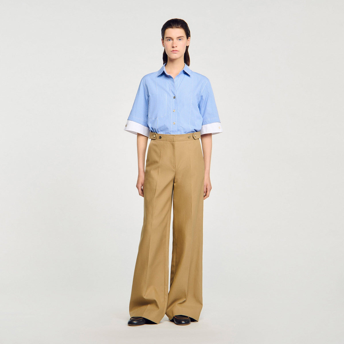 Cotton suit trousers Beige Sandro Women