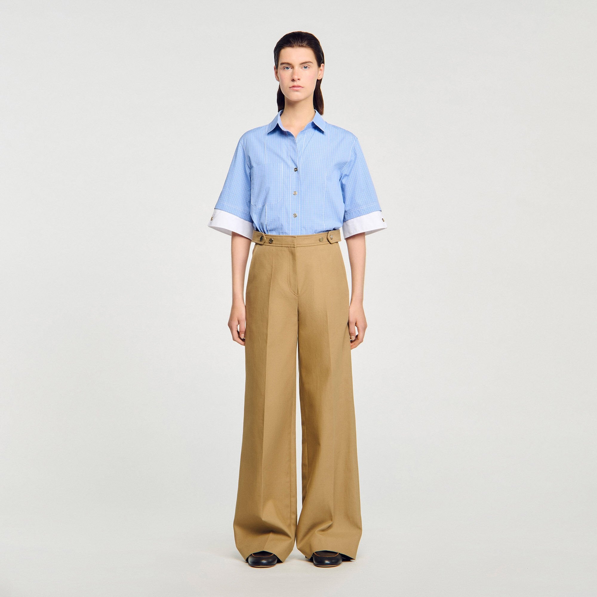 Cotton suit trousers Beige Sandro Women