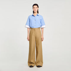 Cotton suit trousers Beige Sandro Women