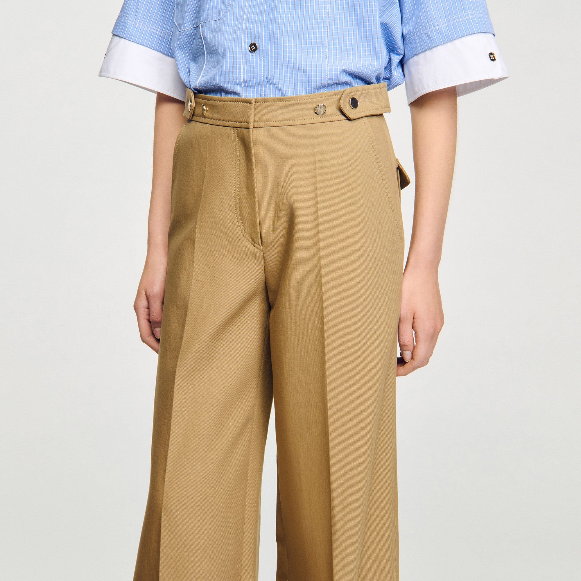 Cotton suit trousers Beige Sandro Women