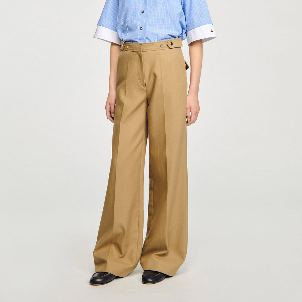 Cotton suit trousers Beige Sandro Women