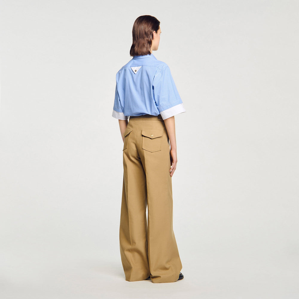 Cotton suit trousers Beige Sandro Women