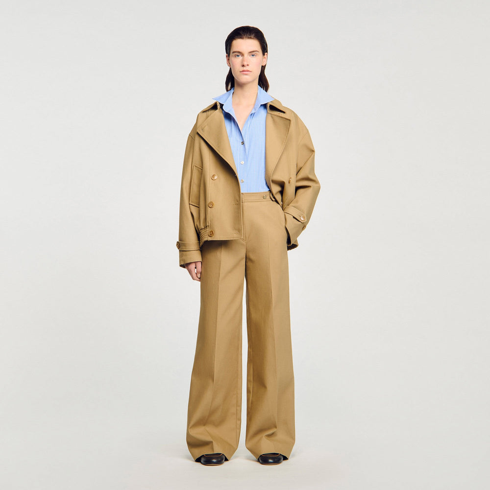 Cotton suit trousers Beige Sandro Women